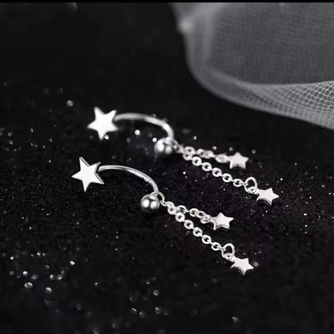 Dangling Star Screw on Earrings
