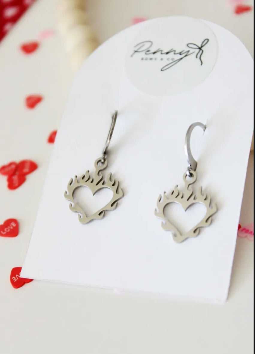 Flame Heart Earrings