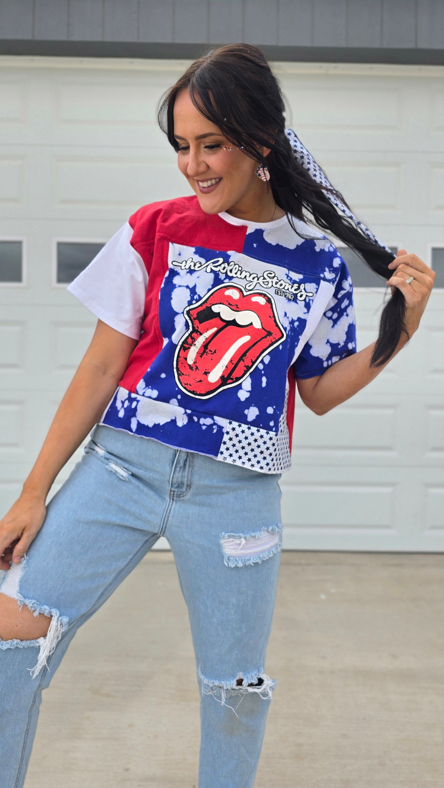 Rolling Stone 4OJ Patchwork Tee- L