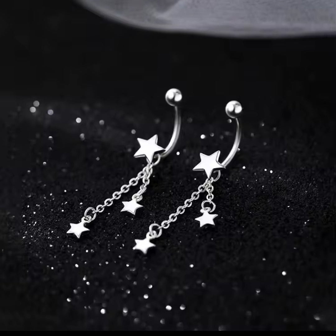 Dangling Star Screw on Earrings