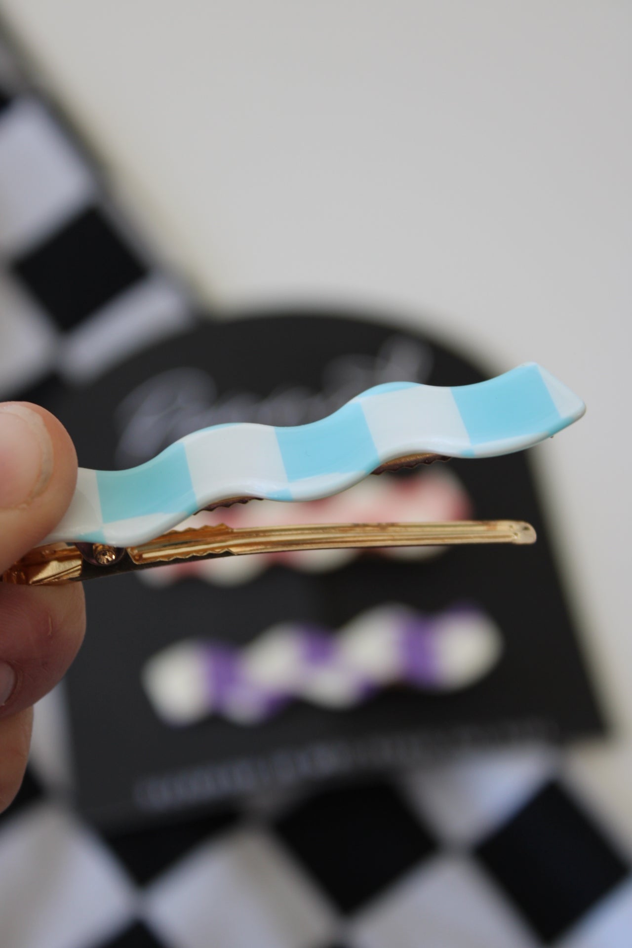 Wavy Checkered Hair Clips