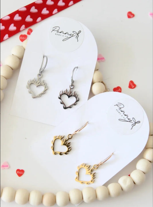 Flame Heart Earrings