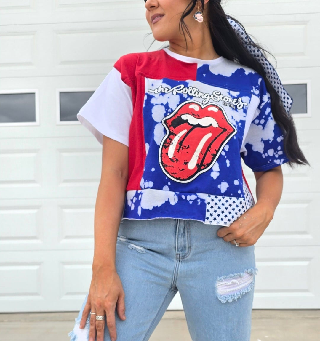 Rolling Stone 4OJ Patchwork Tee- L