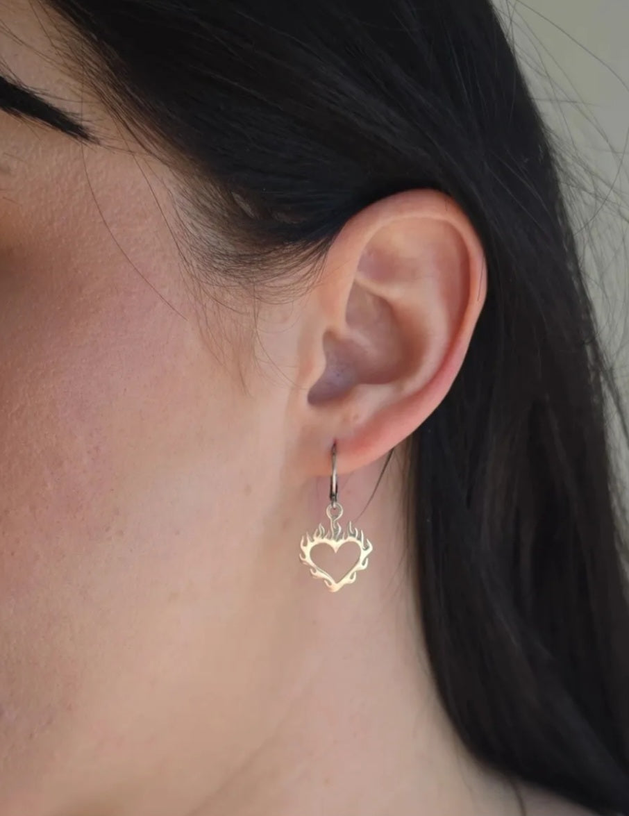 Flame Heart Earrings