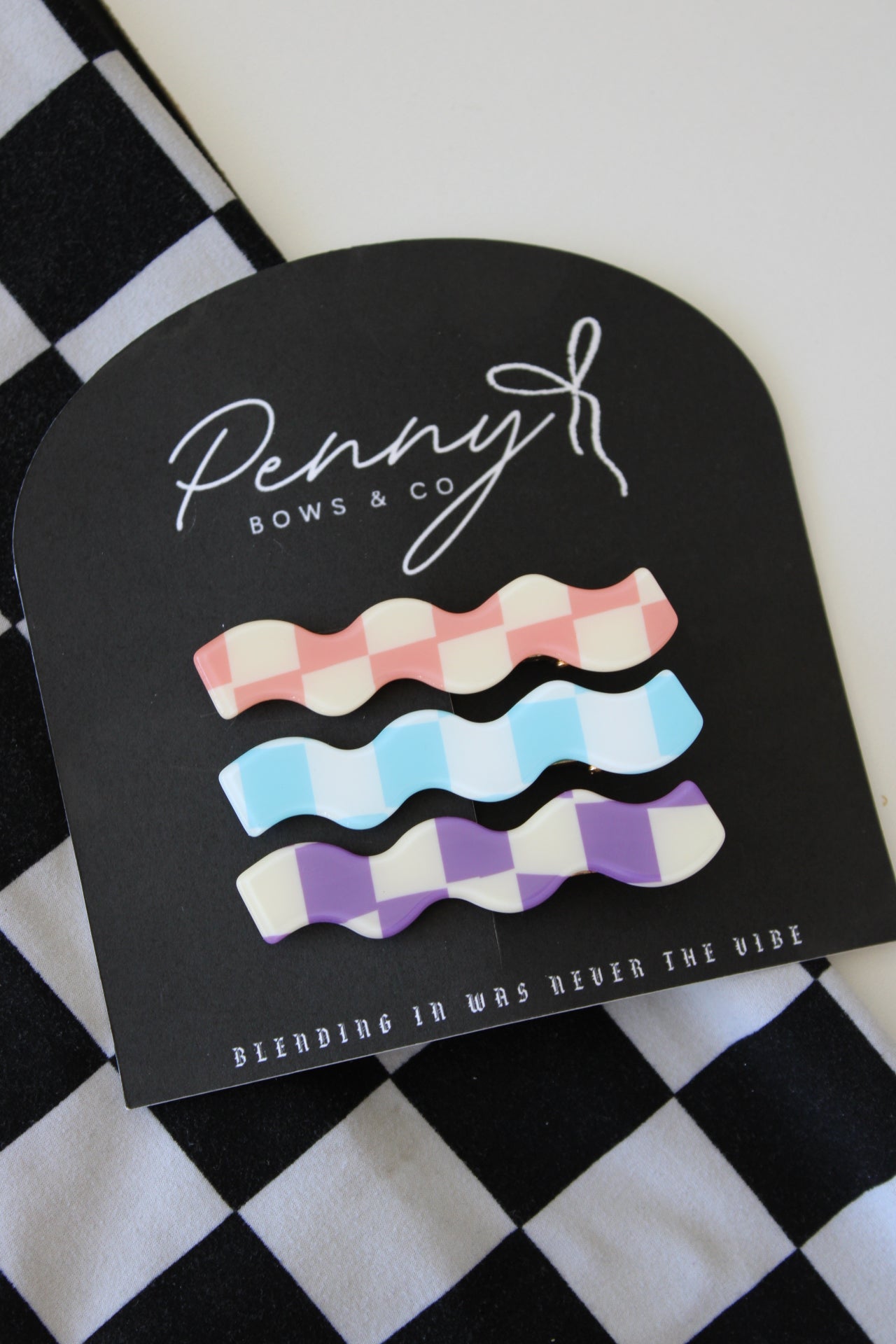 Wavy Checkered Hair Clips