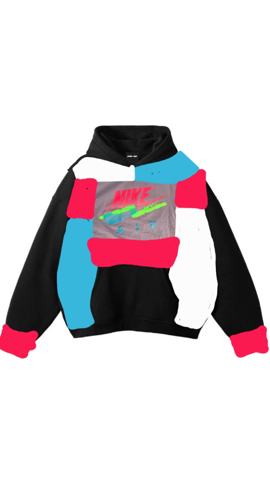 Neon Nike Patchwork Hoodie (Mockup)